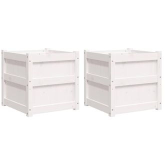 Berkfield Home Garden Planters 2 pcs White Solid Wood Pine