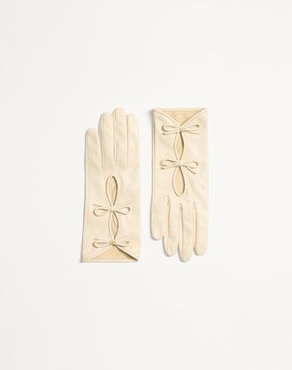 Valentino Garavani Guanti VLogo Signature In Nappa Con Fiocchi Donna BURRO 7.5