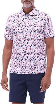 Bugatchi Hendrix Digital Floral Print Pima Cotton Polo in Navy at Nordstrom Rack, Size Xx-Large