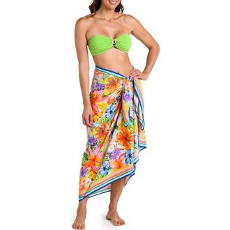 La Blanca Flora De Fruta Cover-Up Sarong in Blue/Green Multi at Nordstrom