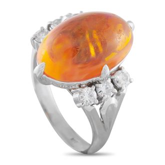 Luxury Bazaar Platinum 0.52ct Diamond and Opal Ring MF26-052126