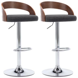 vidaXL Vidaxl - Taburetes Cocina 2 Unidades Tela Y Madera Curvada Gris Oscuro