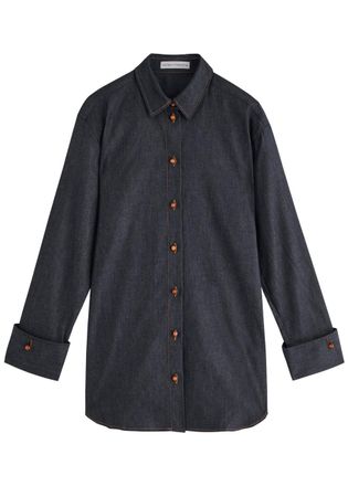 Palmer//harding Palmer//harding Reflection Stretch-denim Shirt - Dark Blue - 14 (UK14 / L)