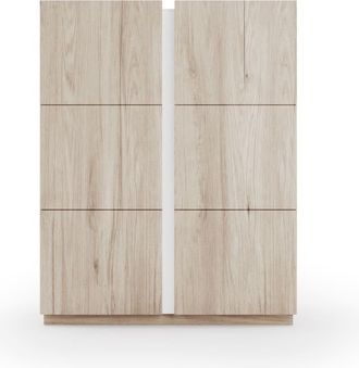 HERDASA Zapatero melamina roble claro detalle blanco 122x95x35 cm