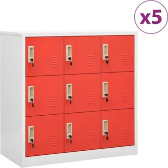 vidaXL Vidaxl - Armarios Taquilla 5 Uds De Acero Gris Y Rojo 90x45x92,5 Cm