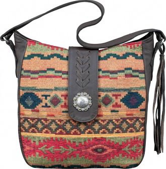 American West Womens Hand Woven Santa Fe Tapestry Hobo Bag In Multi