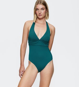 Triumph Badeanzug TRIUMPH Summer Mix & Match, Damen, Gr. 38, Cup D, mystic sea, Microfaser, Obermaterial: 80% Polyamid, 20% Elasthan, Badeanz&uuml;ge Badeanzug, Ne