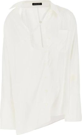 Ann Demeulemeester Asymmetrisch hemd met opgestikte zak - Dames - Blouses - Wit - XS - Katoen - Overhemden