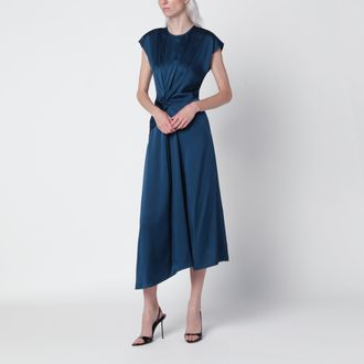 Victoria Beckham Abito midi Aria blu scuro in cr&ecirc;pe di raso