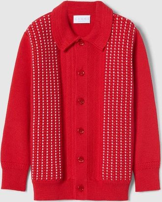 Gucci Kids - Cotton Wool Cardigan, Size 10 years, Red, Ready-to-wear