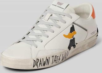 Crime London Ledersneaker mit Motiv-Print Modell DISTRESSED in Weiss, Größe 40