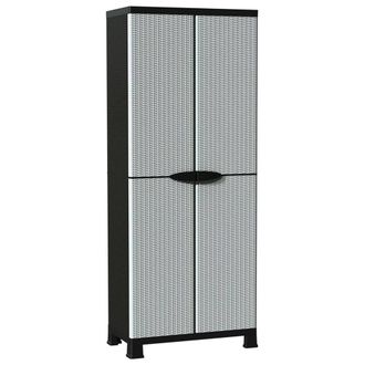 Berkfield Home Plastic Cabinet 68x39x171.5 cm Rattan Design in Grey