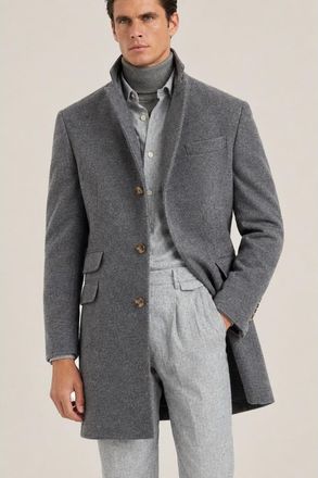 Brunello Cucinelli Mens Grey Wool Single Breasted Jacket, Size 48