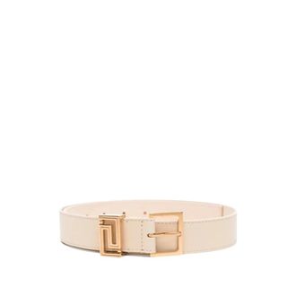 Versace Belts, female, Beige, Size: 85 CM Greca Goddess Leather Belt 3 cm