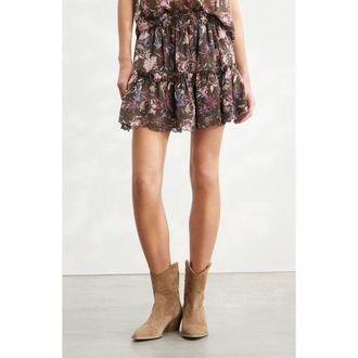 Treasure & Bond Floral Print Chiffon Miniskirt in Olive Frou Floral at Nordstrom, Size Xx-Small