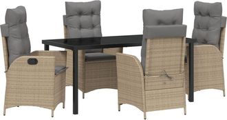 vidaXL Garden Dining Set 5 pcs Beige Poly Rattan Vidaxl