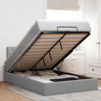 vidaXL Cama Otomana Con Colch&oacute;n Gris Claro 120x190 Cm Tela