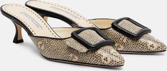 Manolo Blahnik Maysale 50 snake-effect leather mules