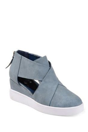 Journee Collection JOURNEE Seena Crossover Platform Wedge Pump in Blue at Nordstrom Rack, Size 9.5 M