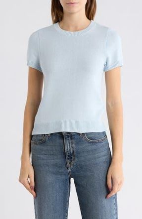Leith Favorite Short Sleeve Sweater in Blue Breeze at Nordstrom Rack, Size Large