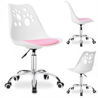 OEM Silla De Oficina Giratoria Puppy Love Para Escritorio Infantil, Blanca Y Rosa Ko16bjr