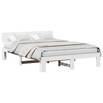 Berkfield Home Modern Bed Frame with Headboard White 150x200 cm Solid Pine Wood