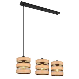 Netlighting Soeni Bar Pendant Ceiling Light Matt Black 3x E27
