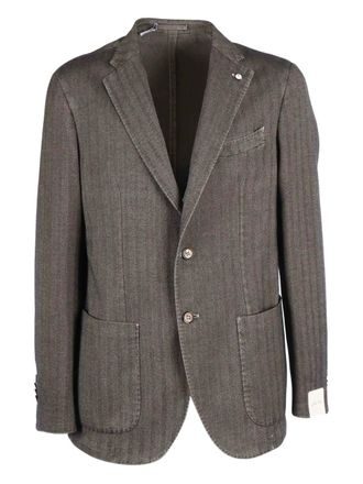 L.B.M. 1911 herringbone-pattern blazer - Brown