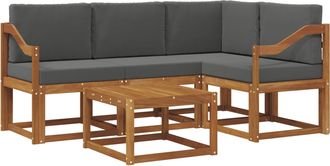 vidaXL Conjunto De Sof&aacute;s De Exterior 5 Uds. Natural Y Antracita Vidaxl