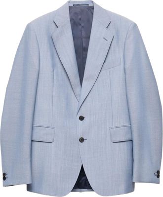 Prada Blazer in lino con revers a lancia - Blu