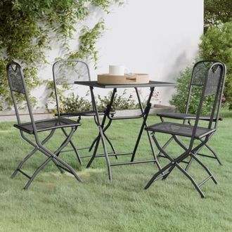 vidaXL 5 Piece Garden Dining Set Expanded Metal Mesh Anthracite vidaXL