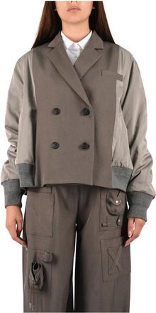 Meimeij Giacca Bomber Combinata - - Jackets - Donna - Marrone - M
