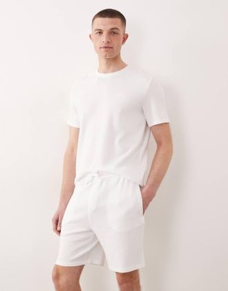 HUGO BOSS Boss - Bodywear - Pantaloncini da casa bianchi a nido dape in coordinato-Bianco