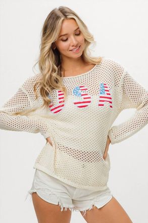 Bibi Usa Sequin Embroidered Cover Up Sweater In White
