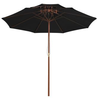 Berkfield Home Double Decker Parasol with Wooden Pole Black 270 cm
