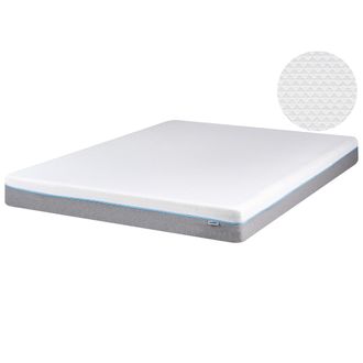 Beliani Colch&oacute;n De Espuma Blanco Con Tela Gris 160 X 200 Cm Tama&ntilde;o Individual Medio Firme Glee