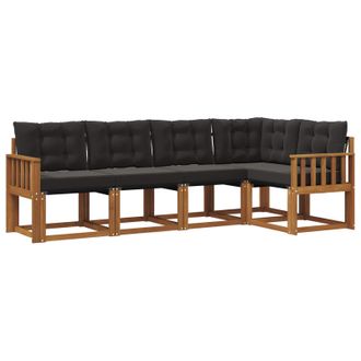 vidaXL Conjunto De Sof&aacute;s De Exterior Con Coj&iacute;n 5 Pcs Natural Y Negro Vidaxl