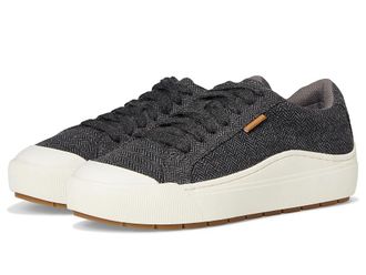 Dr. Scholls Time Lace-Up Shoes Womens Flat Shoes Charcoal Grey Herringbone : 9.5 M, Faux Leather