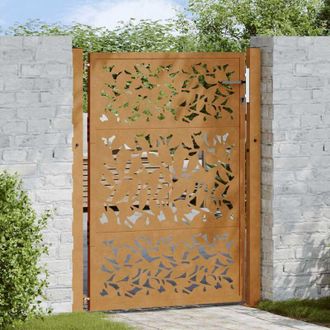 vidaXL Puerta De Jard&iacute;n Dise&ntilde;o De Hojas De Acero Desgastado 105x130 Cm Vidaxl
