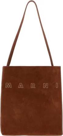 Marni Caramel Suede Small Museo Shoulder Bag Olive Exterior: Bovine Leather Clutch