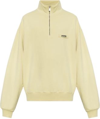 Jacquemus Gros Grain Ritskraag Sweatshirt - Heren - Vesten met rits - Geel - L - Katoen - Hoodies & sweatvesten