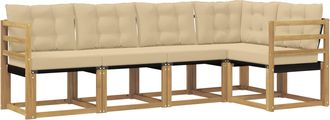 vidaXL Conjunto De Sof&aacute;s De Exterior 5 Uds. Y Beige Vidaxl