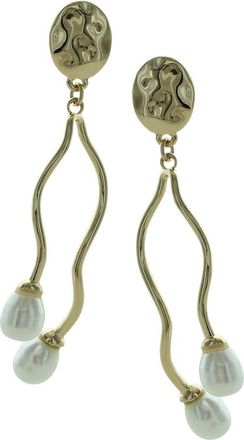 Olivia Welles Adina Curve Faux Pearl Drop Earrings in Gold at Nordstrom Rack