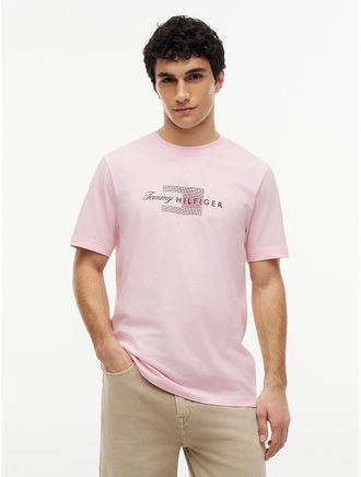 Tommy Hilfiger Mens Tommy Script Flag Logo T-Shirt - Pink Lily - L