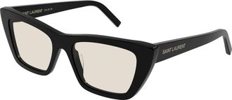 Saint Laurent Zwart/Lichtgeel Zonnebril SL 276 Mica - Dames - Zonnebrillen - Zwart - 53 MM - Accessoires