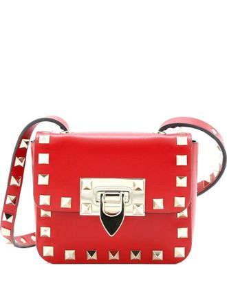 Valentino Garavani Rockstud Flip Lock Flap Bag Leather Super Mini crossbody bag - Rood