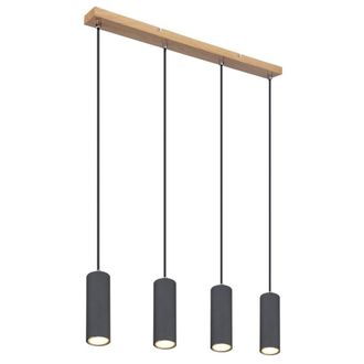Netlighting Robby Bar Pendant Ceiling Light Wood Look Dark 4x GU10 in Brown