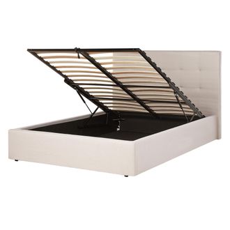 Beliani Cama Con Almacenaje De Tela Beige 140 X 200 Cm Moderno Lorient