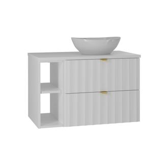 Petits Meubles Mueble lavabo 2 compartimientos estratificado Blanco