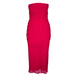 Carolina Herrera Strapless Draped Midi Dress